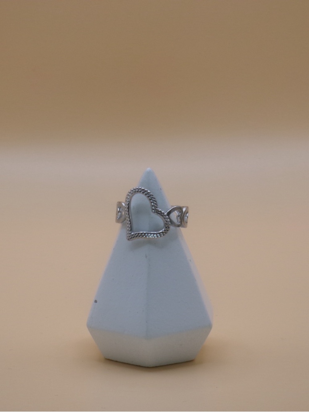Delicate Adjustable Silver Heart Ring